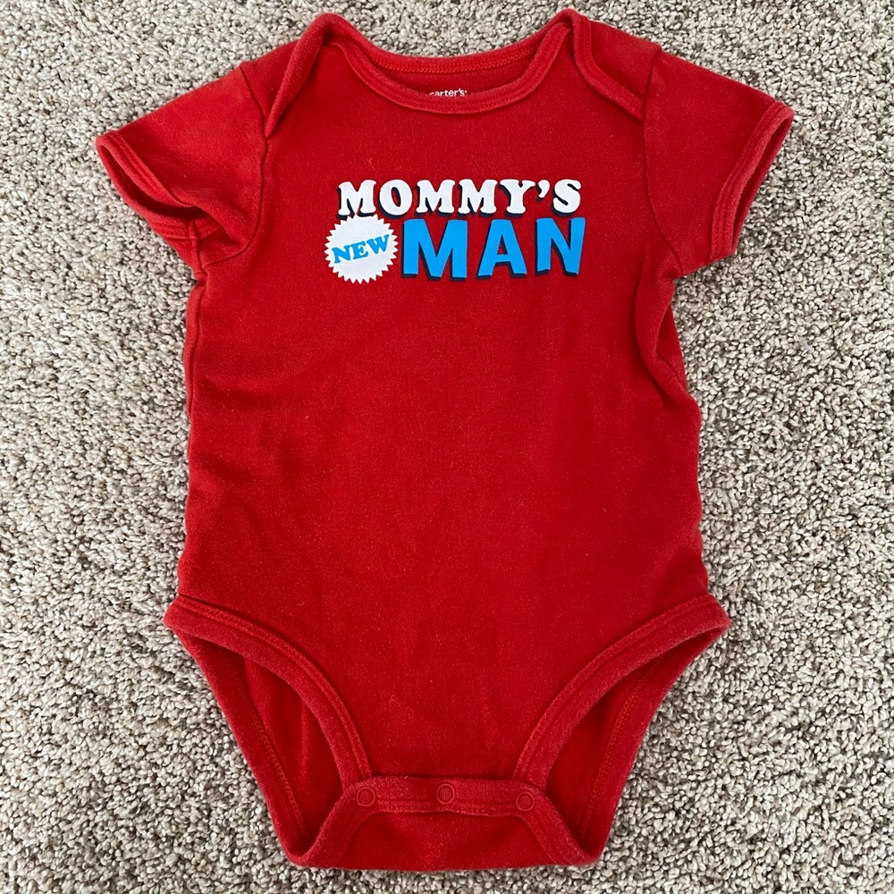 Carters baby boys red mommys new man bodysuit onesie size 18 months